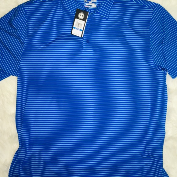 Under Armour CoralBlu/Mint Stripe SS Men’s Polo XL - Picture 7 of 8